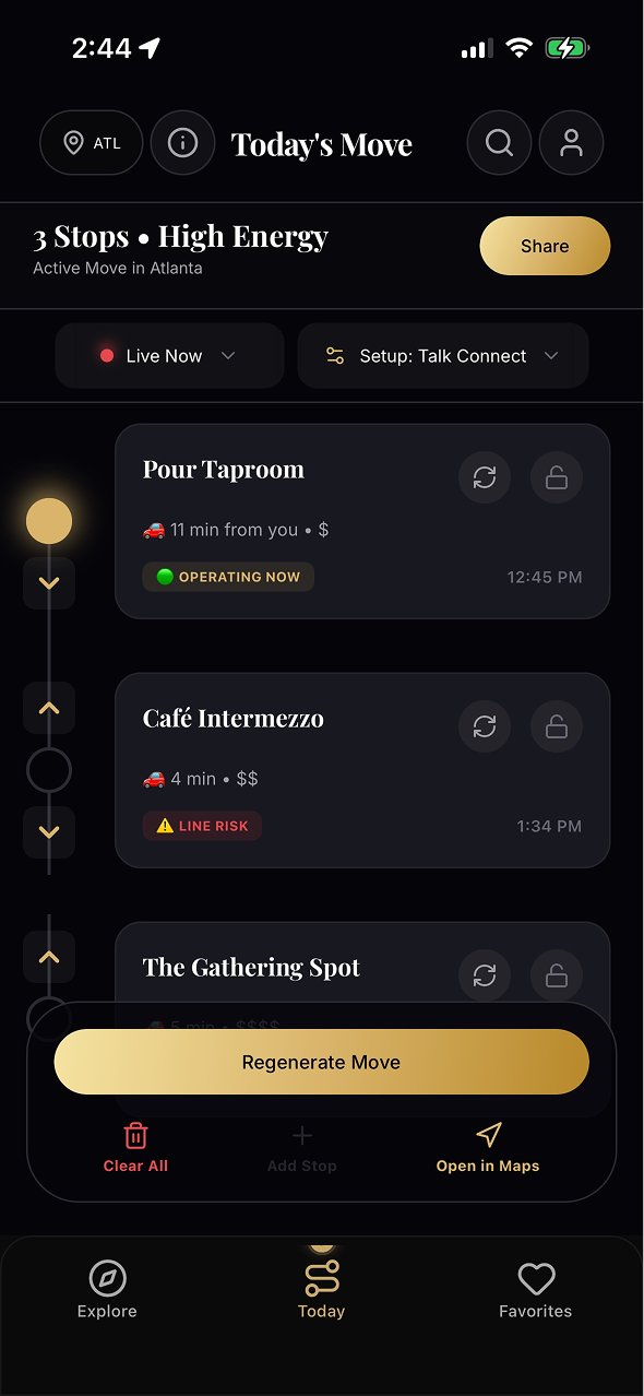 Route Generator: Tonight's Move multi-stop optimizer