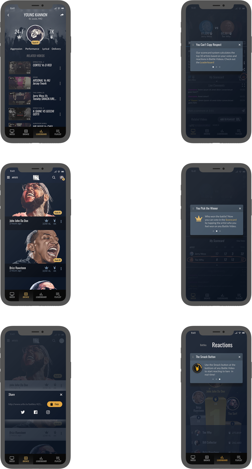 URL TV screens — light theme